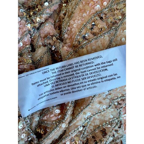 MacDuggal One Shoulder Sequin Gown Maxi in Pink/Silver Size 8 Beaded Long Sleeve - Picture 9 of 9